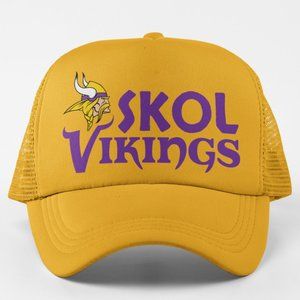 NEW Minnesota Skol Vikings Wordmark Logo Foam Trucker Mesh Snapback Hat GOLDEN